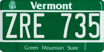 VT license plate ZRE735