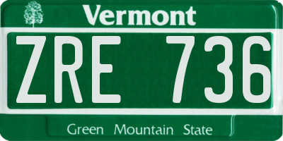 VT license plate ZRE736