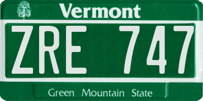 VT license plate ZRE747
