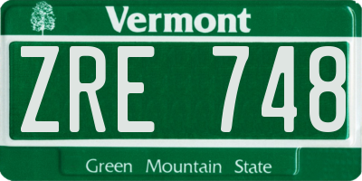 VT license plate ZRE748