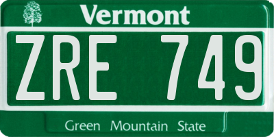 VT license plate ZRE749
