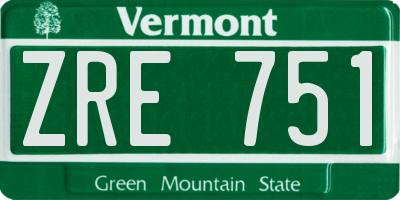 VT license plate ZRE751