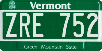 VT license plate ZRE752