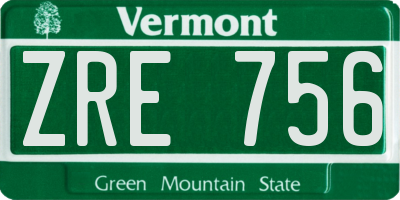 VT license plate ZRE756
