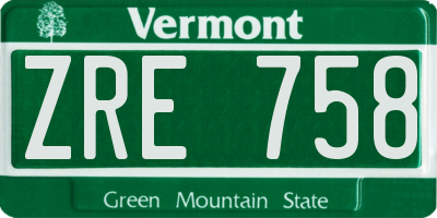 VT license plate ZRE758