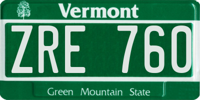 VT license plate ZRE760