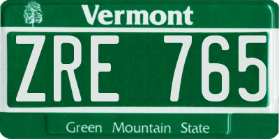 VT license plate ZRE765