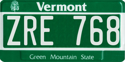 VT license plate ZRE768