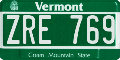 VT license plate ZRE769