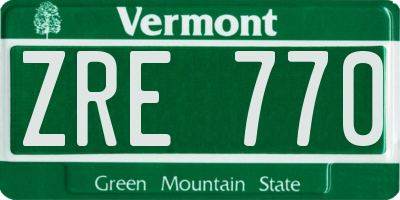 VT license plate ZRE770