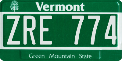 VT license plate ZRE774