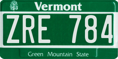 VT license plate ZRE784