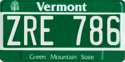 VT license plate ZRE786