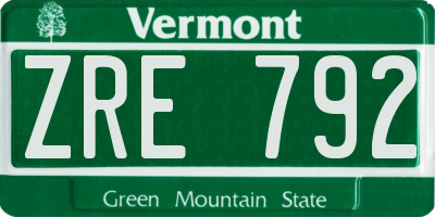 VT license plate ZRE792