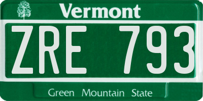 VT license plate ZRE793