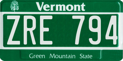 VT license plate ZRE794