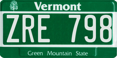 VT license plate ZRE798