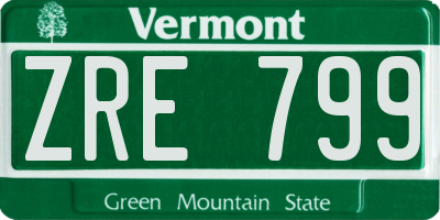 VT license plate ZRE799