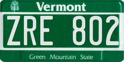 VT license plate ZRE802