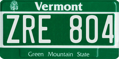 VT license plate ZRE804