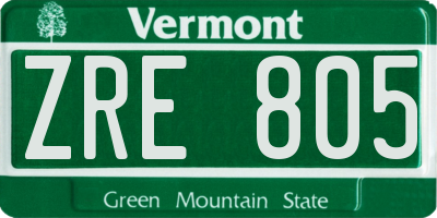 VT license plate ZRE805