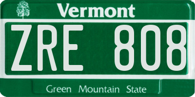 VT license plate ZRE808