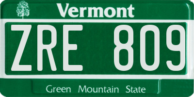 VT license plate ZRE809