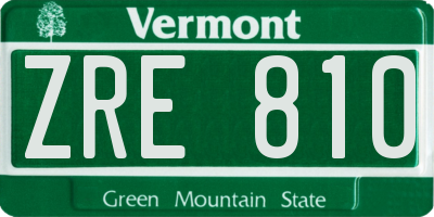 VT license plate ZRE810