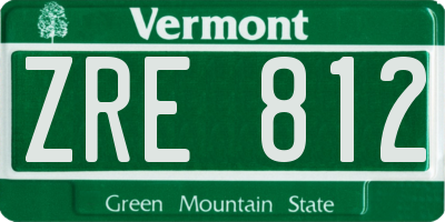 VT license plate ZRE812