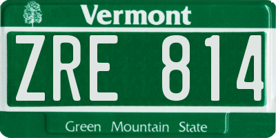 VT license plate ZRE814