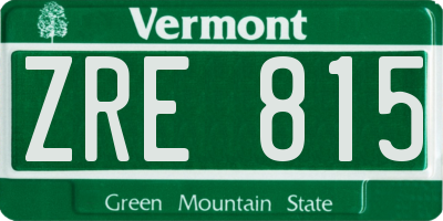 VT license plate ZRE815