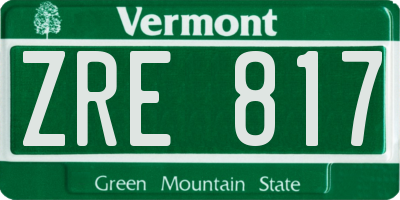 VT license plate ZRE817