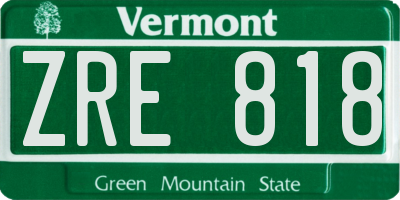 VT license plate ZRE818