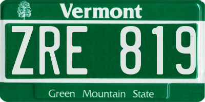 VT license plate ZRE819
