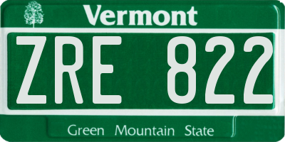 VT license plate ZRE822