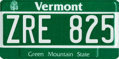 VT license plate ZRE825