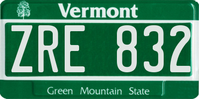 VT license plate ZRE832