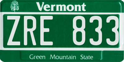 VT license plate ZRE833