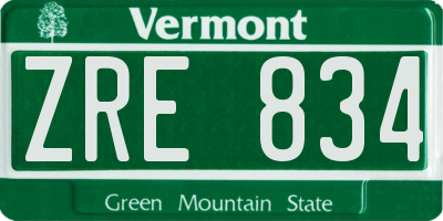 VT license plate ZRE834
