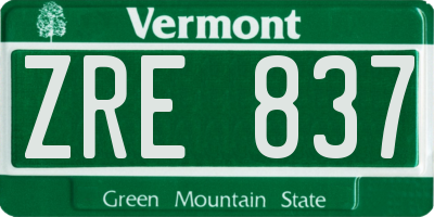 VT license plate ZRE837