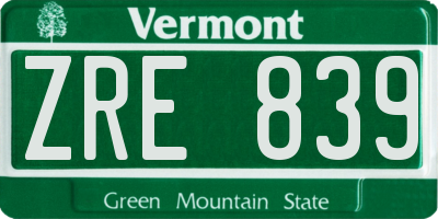 VT license plate ZRE839