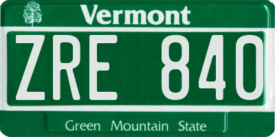 VT license plate ZRE840