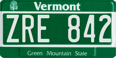 VT license plate ZRE842