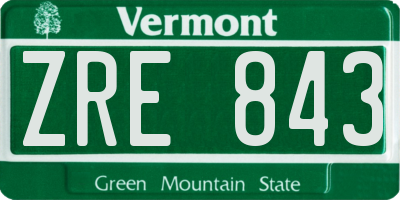 VT license plate ZRE843