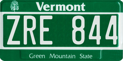 VT license plate ZRE844