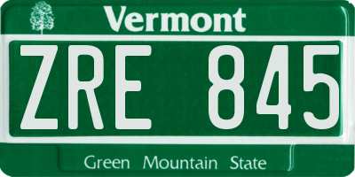 VT license plate ZRE845