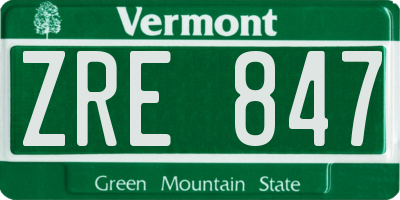 VT license plate ZRE847