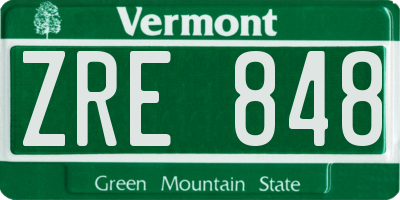 VT license plate ZRE848