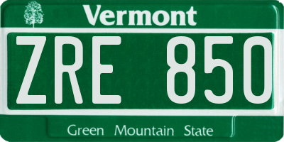 VT license plate ZRE850