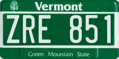VT license plate ZRE851
